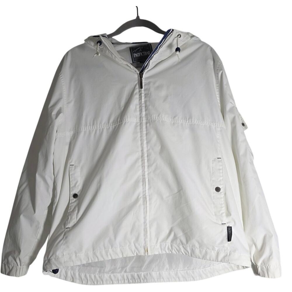 Vintage Women's Small Pacific Trail White Windbreaker Jacket Minimalist Casual